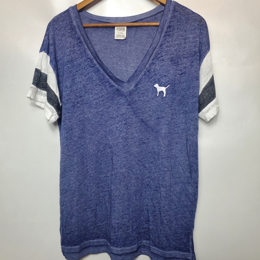 PINK Victoria's Secret Short Sleeve Blue Shirt